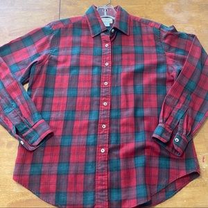 Vintage LL Bean Rangeley Flannel Button Up Shirt Womens Size 12 Large Red